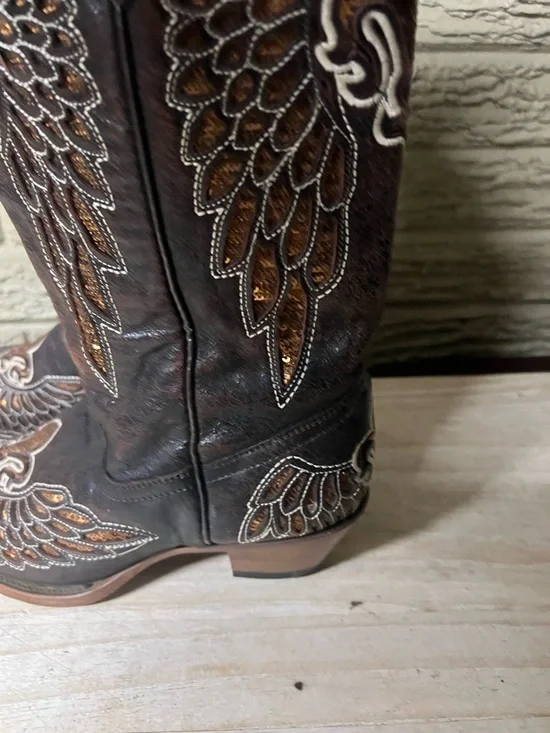 Corral Embroidered Brown Leather Western Cowboy Boots women’s 8 - Picture 8 of 12